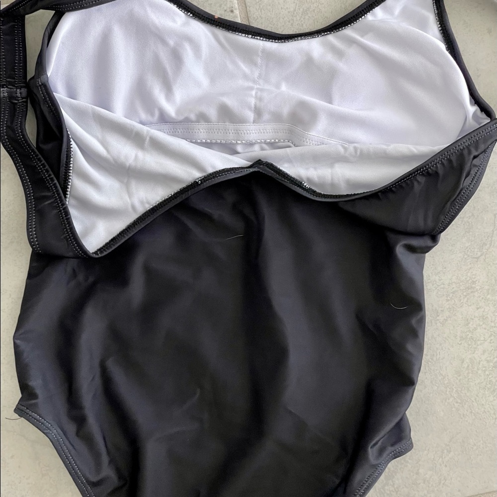 Black 1 Piece Swimsuit w/Graphic Lips & Teeth - Picture 3 of 3